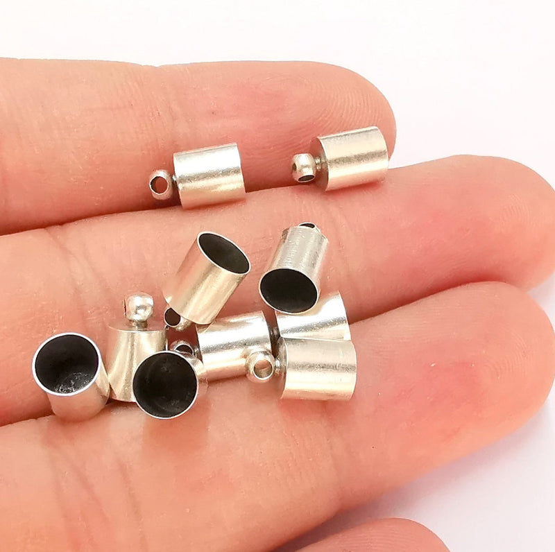 10 Silver Cone Findings Antique Silver Plated Brass  (10x6mm)  G21988