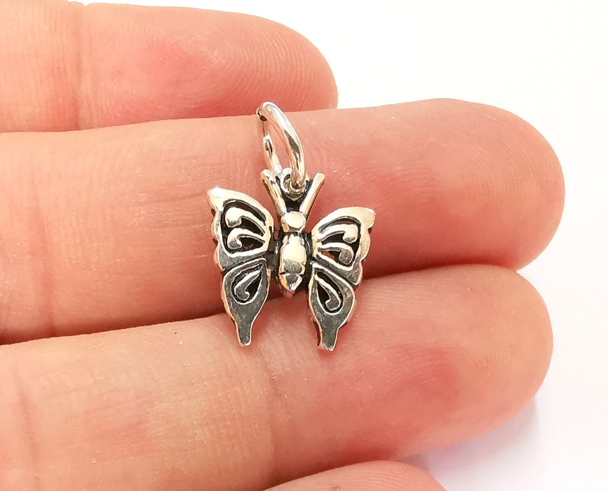 Sterling Silver Butterfly Charms 925 Antique Silver Charms (25x18mm) EG22015