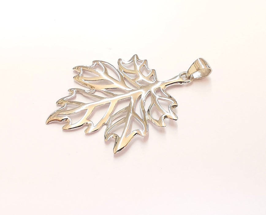 Sterling Silver Leaf Pendant 925 Silver Pendant , Charms (49x33mm) AG22007