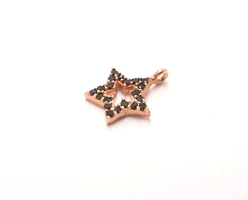 2 Sterling Silver Star Charms 925 Rose Gold Plated Silver Charms  (12x10mm) AG22013