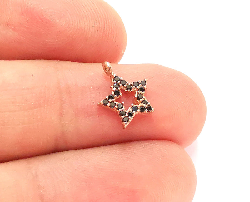 2 Sterling Silver Star Charms 925 Rose Gold Plated Silver Charms  (12x10mm) AG22013