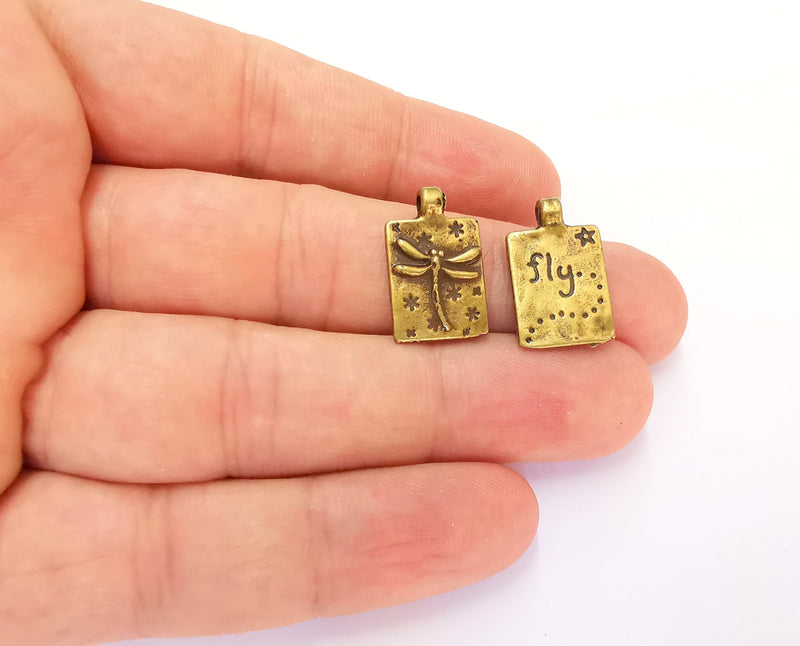 5 Dragonfly Charms Antique Bronze Plated Charms (Double sided) (20x13mm)  G22014