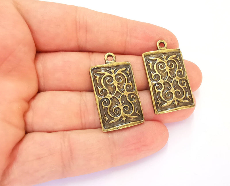 2 Antique Bronze Charms Antique Bronze Plated Charms (35x20mm)  G22019