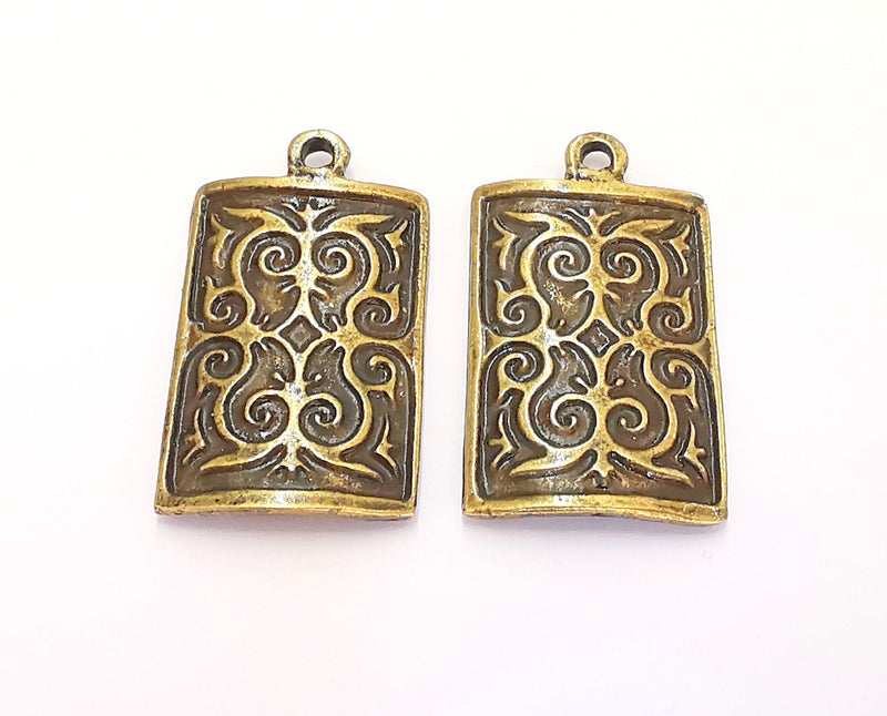 2 Antique Bronze Charms Antique Bronze Plated Charms (35x20mm)  G22019
