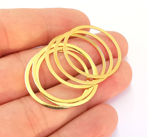 4 Circle Findings 24k Shiny Gold Plated Brass Findings , Nickel free and Lead free (28mm)  G22041