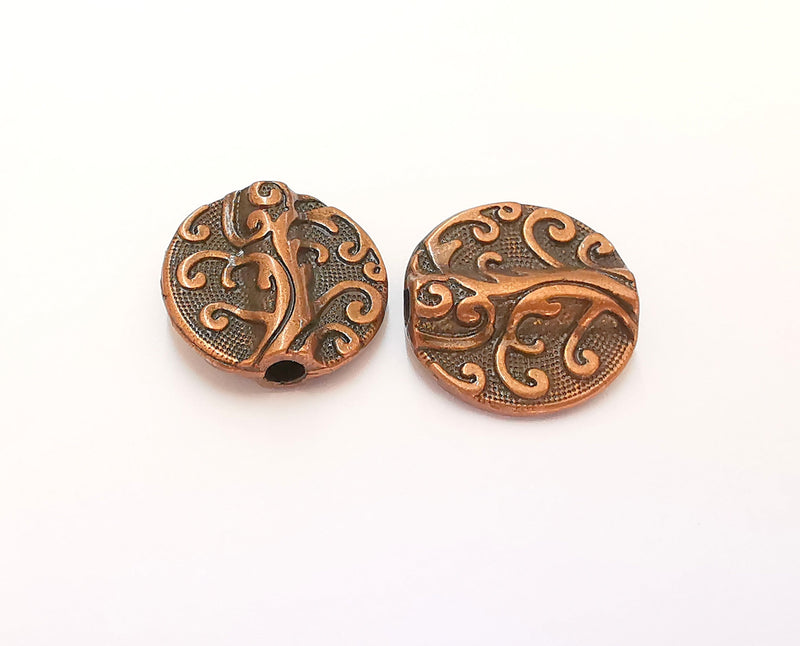 2 Copper Double Side Charms Antique Copper Plated Charms (20mm)  G22042