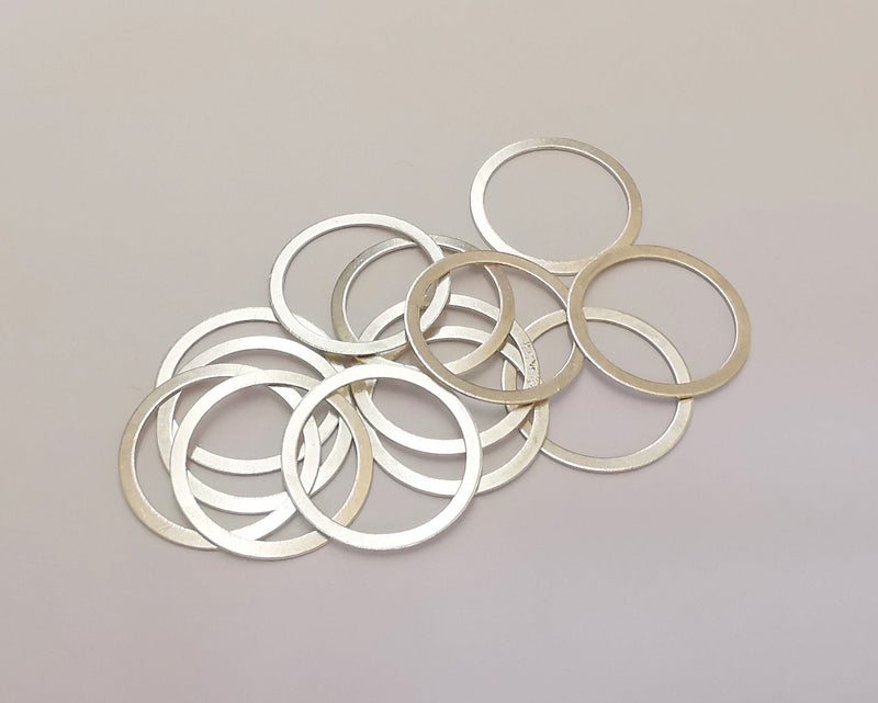 10 Silver Circle Findings Antique Silver Plated Brass Circle (19 mm)  G22043