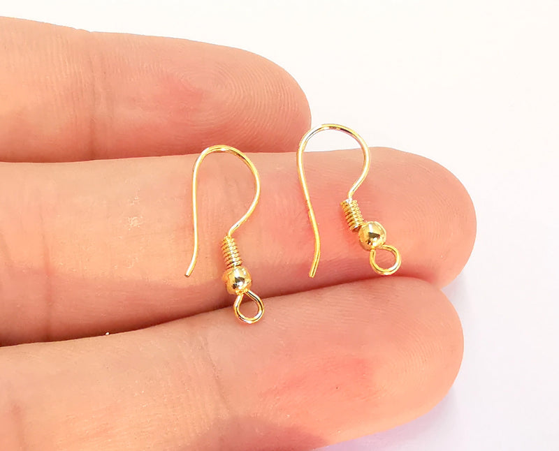 10 Gold Earring Hook 24k Shiny Gold Plated Brass Earring Hook Findings , 10 Pcs (5 pairs) Nickel free and lead free  G22044