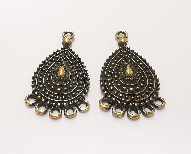 2 Antique Bronze Connector Charms Antique Bronze Plated Charms (35x20mm)  G22047