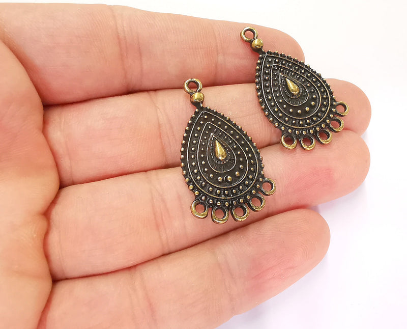 2 Antique Bronze Connector Charms Antique Bronze Plated Charms (35x20mm)  G22047