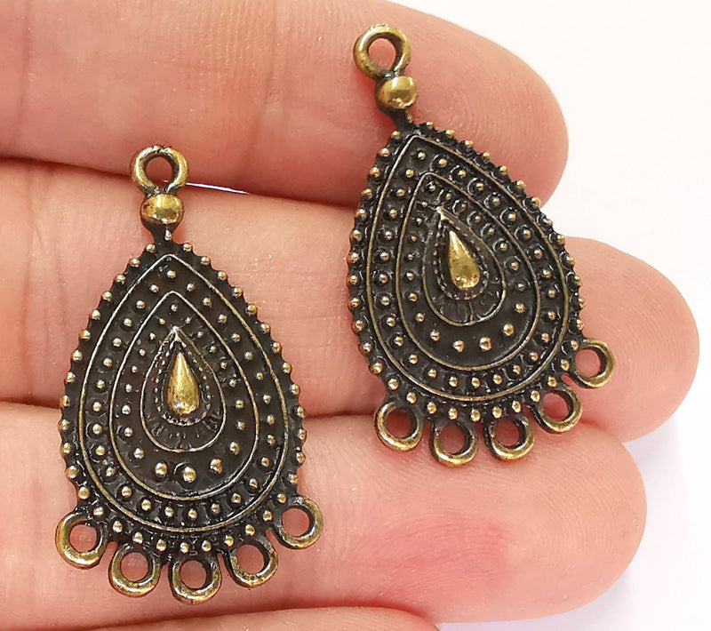 2 Antique Bronze Connector Charms Antique Bronze Plated Charms (35x20mm)  G22047