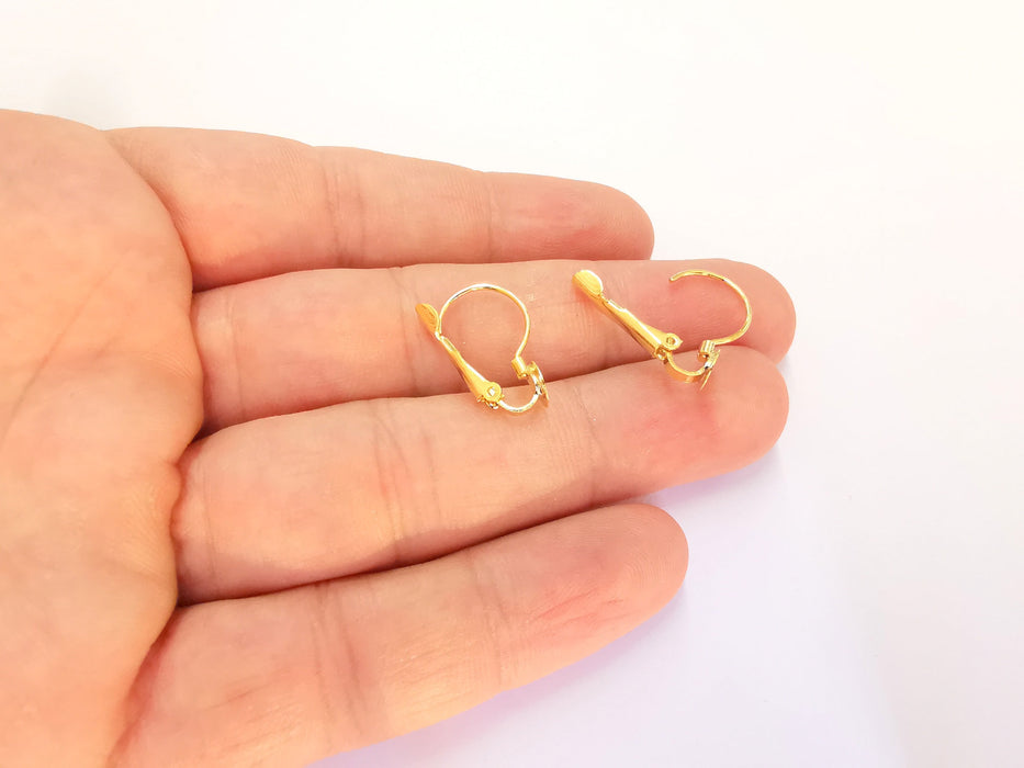 4 Gold Earring Hook Blank 24k Shiny Gold Plated Brass Earring Hook Findings , 4 Pcs (2 pairs) Nickel free and lead free G22048