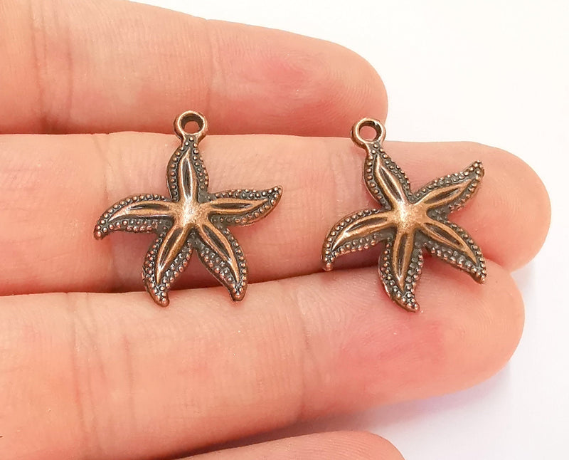 10 Starfish Charms Antique Copper Plated Charms (25x19mm)  G22491