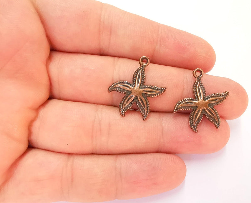 10 Starfish Charms Antique Copper Plated Charms (25x19mm)  G22491