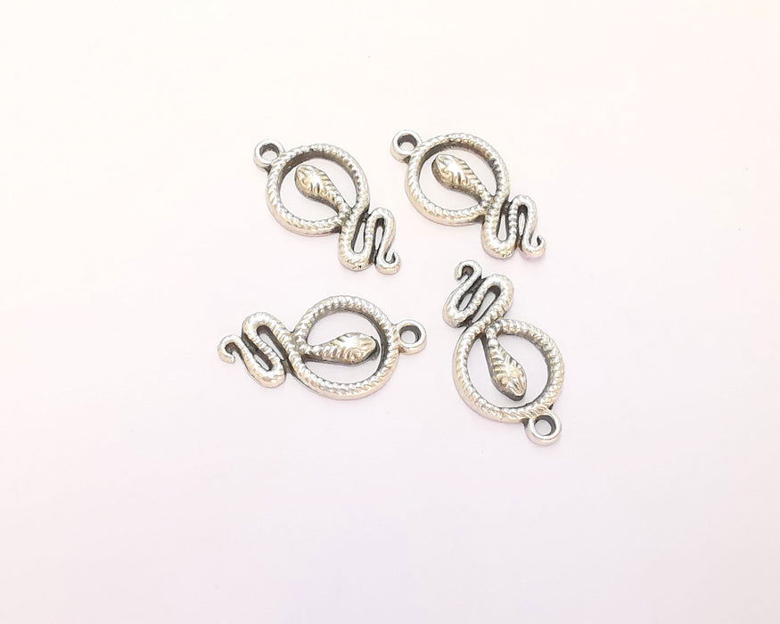 10 Snake Charms Antique Silver Plated Charms (23x12mm)  G22497