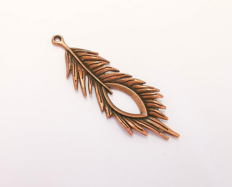 2 Monstera Leaf Charms Antique Copper Plated Charms (71x27mm)  G22501