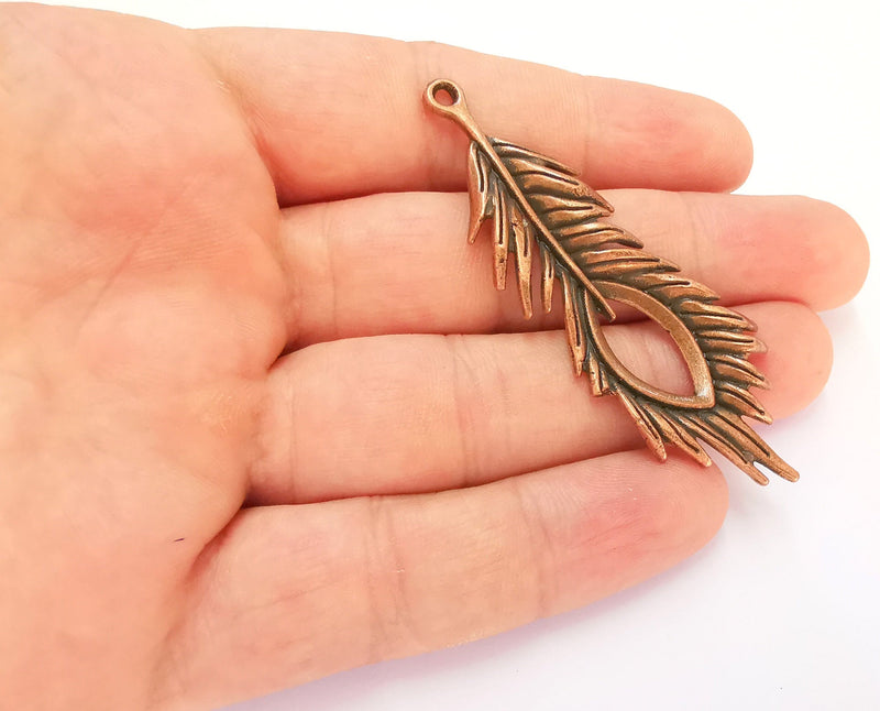 2 Monstera Leaf Charms Antique Copper Plated Charms (71x27mm)  G22501