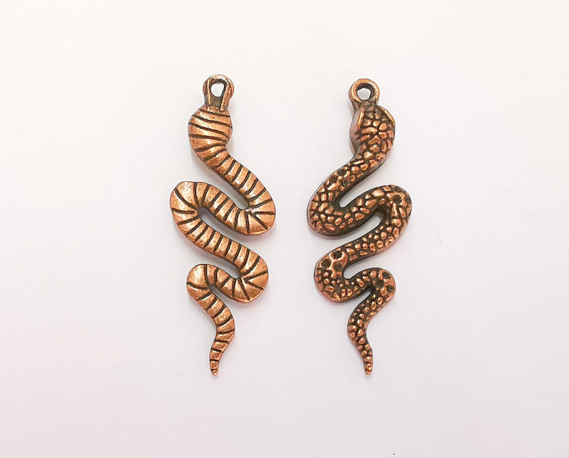 2 Snake Charms Antique Copper Plated Charms (42x14mm)  G22503