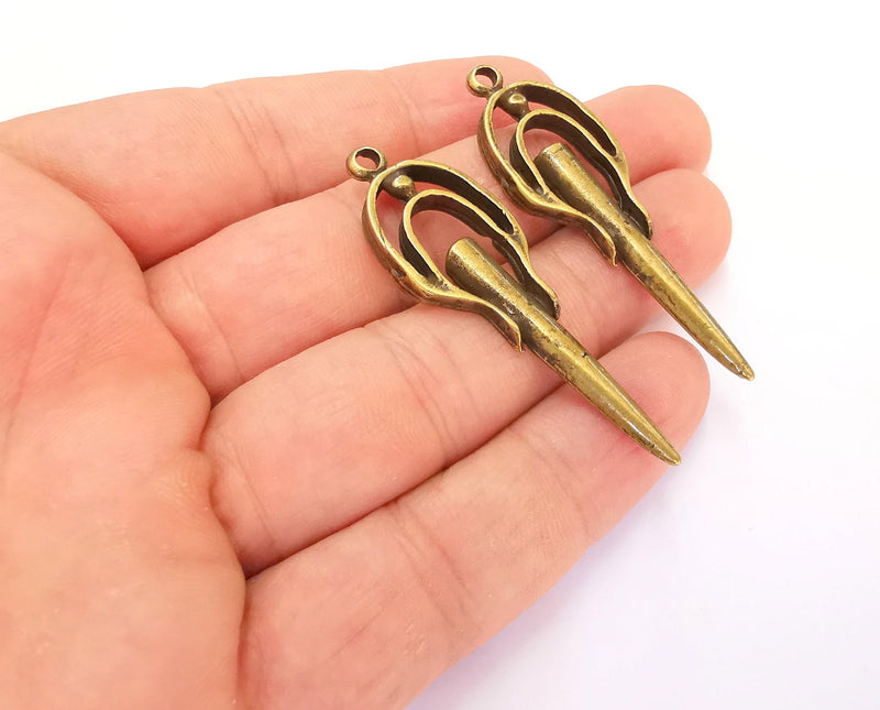 2 Antique Bronze Charms Antique Bronze Plated Charms (56x17mm)  G22051