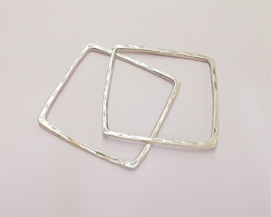 2 Square Connector Findings Antique Silver Plated Geometric Findings (43mm) G24472