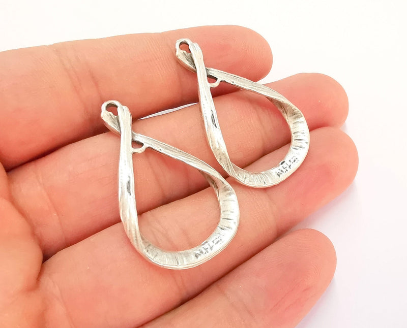 2 Antique Silver Charms Antique Silver Plated Charms (39x23mm)  G22068