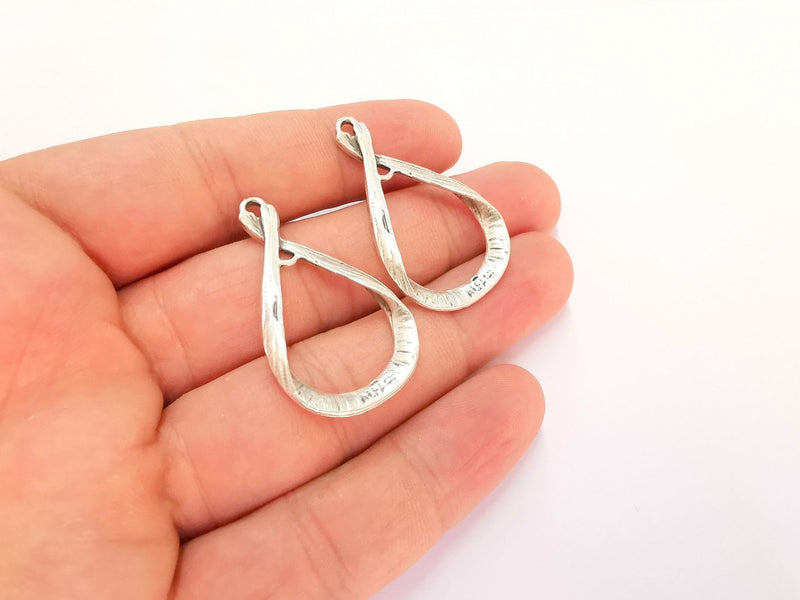 2 Antique Silver Charms Antique Silver Plated Charms (39x23mm)  G22068