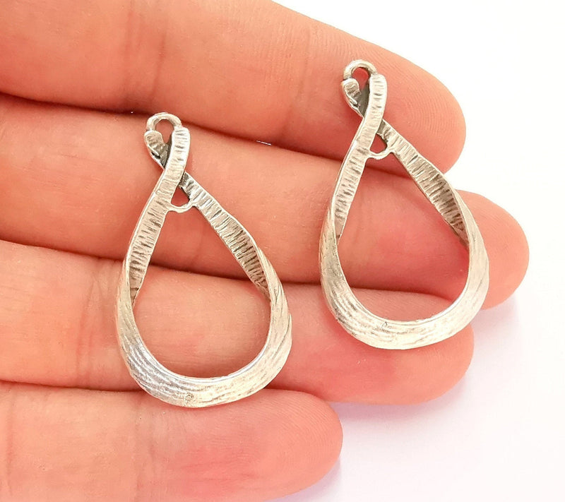 2 Antique Silver Charms Antique Silver Plated Charms (39x23mm)  G22068