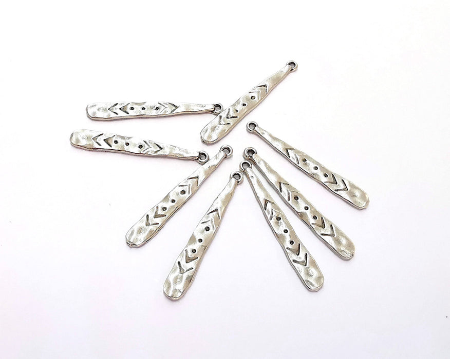 10 Silver Charms Antique Silver Plated Charms (30x5mm)  G22076