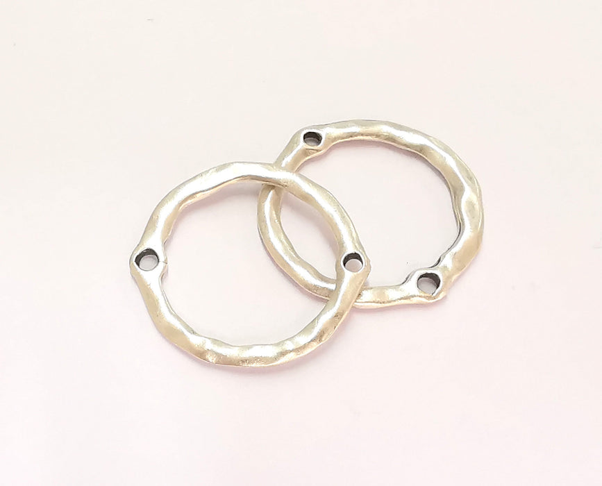 5 Antique Silver Circle Charms Antique Silver Plated Charms (27x26mm)  G21745