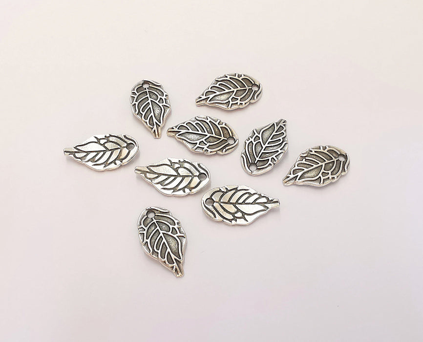 20 Leaf Charms Antique Silver Plated Charms (17x9mm) G23147