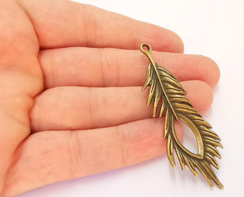 2 Monstera Leaf Charms Antique Bronze Plated Charms (71x28mm)  G22525