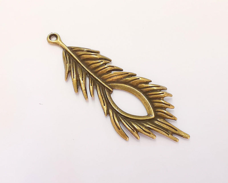 2 Monstera Leaf Charms Antique Bronze Plated Charms (71x28mm)  G22525