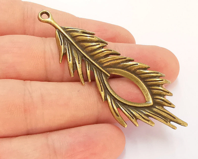 2 Monstera Leaf Charms Antique Bronze Plated Charms (71x28mm)  G22525
