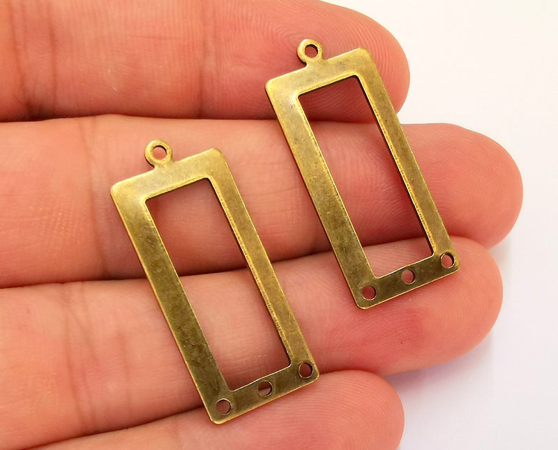 4 Rectangle Connector Charm Antique Bronze Charm Antique Bronze Plated Metal  (33x14mm) G22091