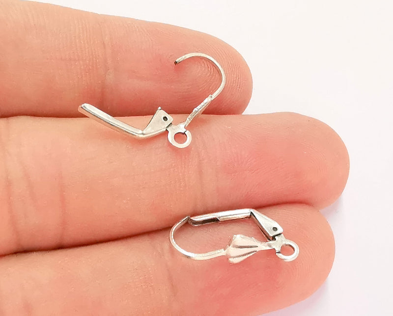 Earring Hook with Loop 10 Pcs (5 pairs)  Antique Silver Plated Brass Earring Hook ,Findings G22097