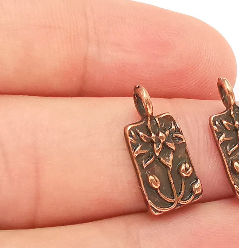 6 Lotus Charms Flower Charms Antique Copper Plated Charms (18x9mm)  G22096