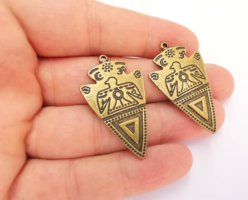 2 Eagle Charms Antique Bronze Plated Charms (42x25mm)  G22100