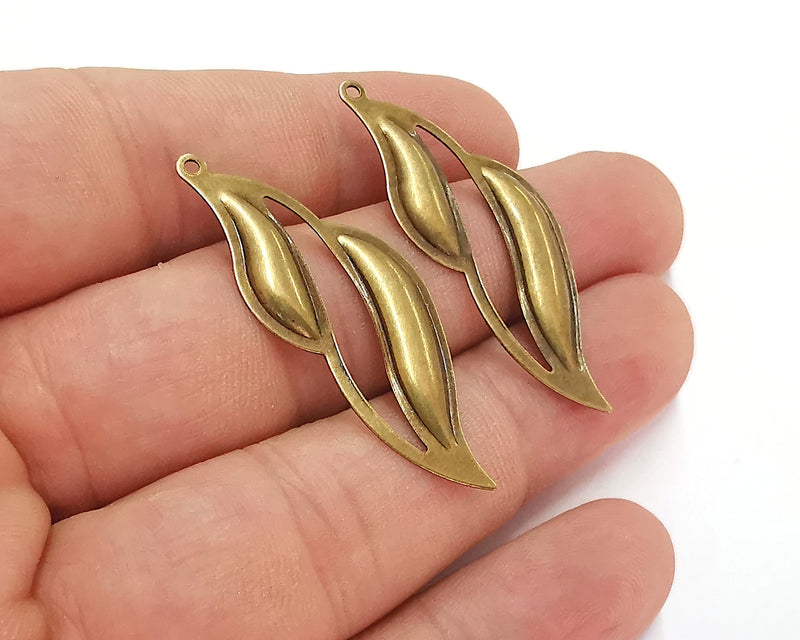 6 Smoke Shape Charm Antique Bronze Plated Brass Charm (43x16mm) G22115