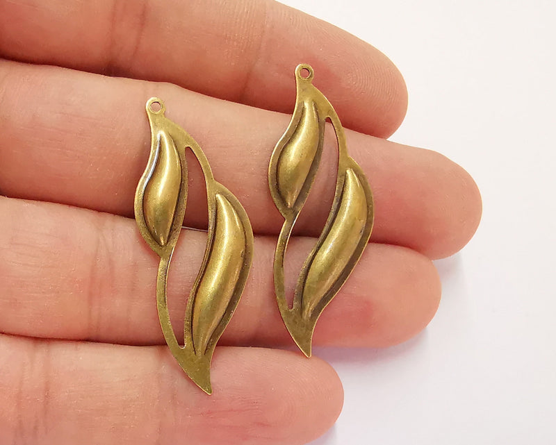 6 Smoke Shape Charm Antique Bronze Plated Brass Charm (43x16mm) G22115