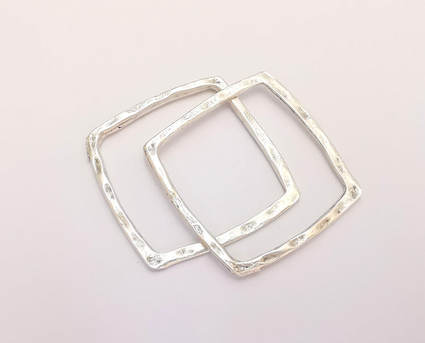 4 Square Connector Findings Antique Silver Plated Geometric Findings (33mm) G22120