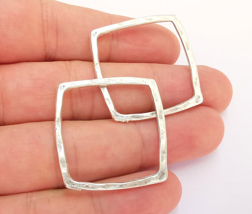 4 Square Connector Findings Antique Silver Plated Geometric Findings (33mm) G22120