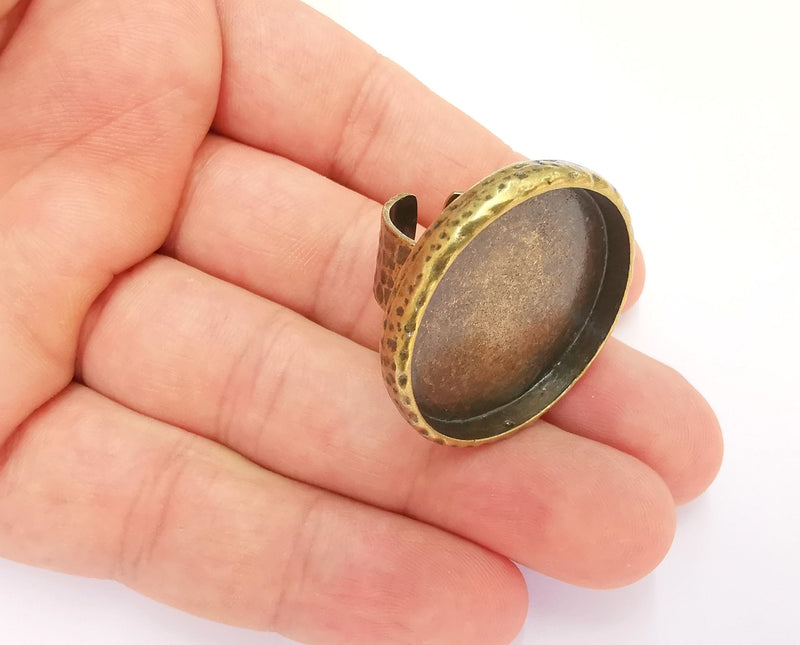 Antique Bronze Ring Setting Resin Ring Blank Cabochon Base inlay Ring Mounting Adjustable Ring Bezel (30mm) Antique Bronze Plated G22127