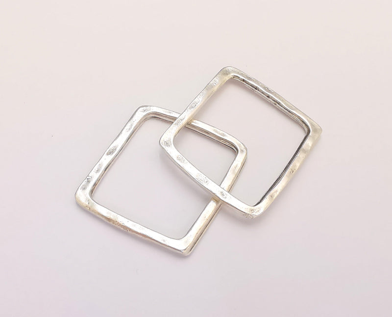 4 Square Connector Findings Antique Silver Plated Geometric Findings (26x24) G22132