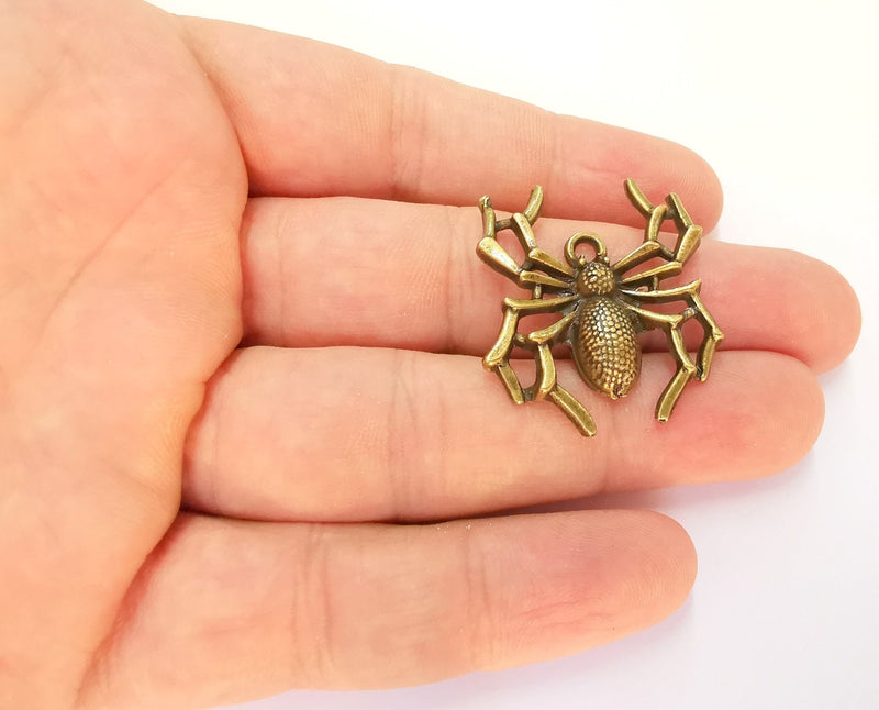 2 Spider Charms Antique Bronze Plated Charms (34x30mm)  G22526