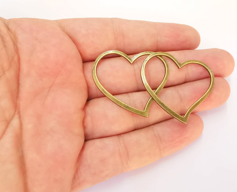 5 Hearts Charms Antique Bronze Plated Charms (39x35mm)  G22534