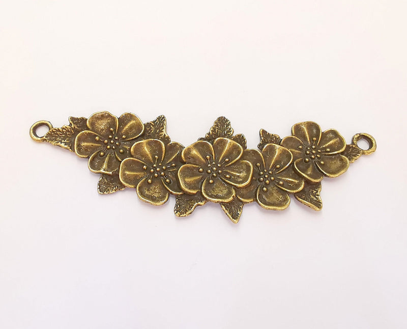 Flower Pendant Connector Antique Bronze Plated (110x37mm)  G22539