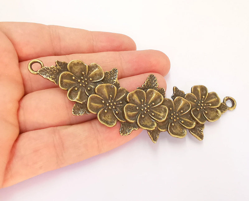 Flower Pendant Connector Antique Bronze Plated (110x37mm)  G22539