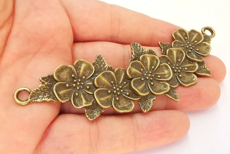 Flower Pendant Connector Antique Bronze Plated (110x37mm)  G22539