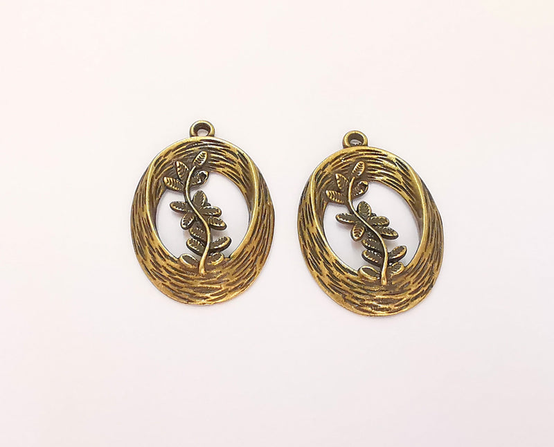 4 Flower Charms Antique Bronze Plated Charms (30x21mm)  G22544