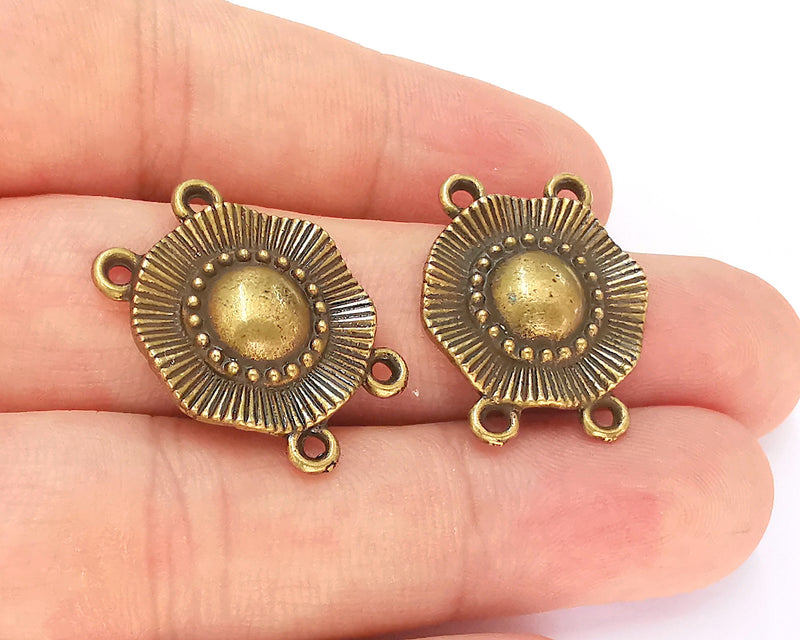 4 Antique Bronze Charms Connector Antique Bronze Plated Charms (26x20mm) G22545
